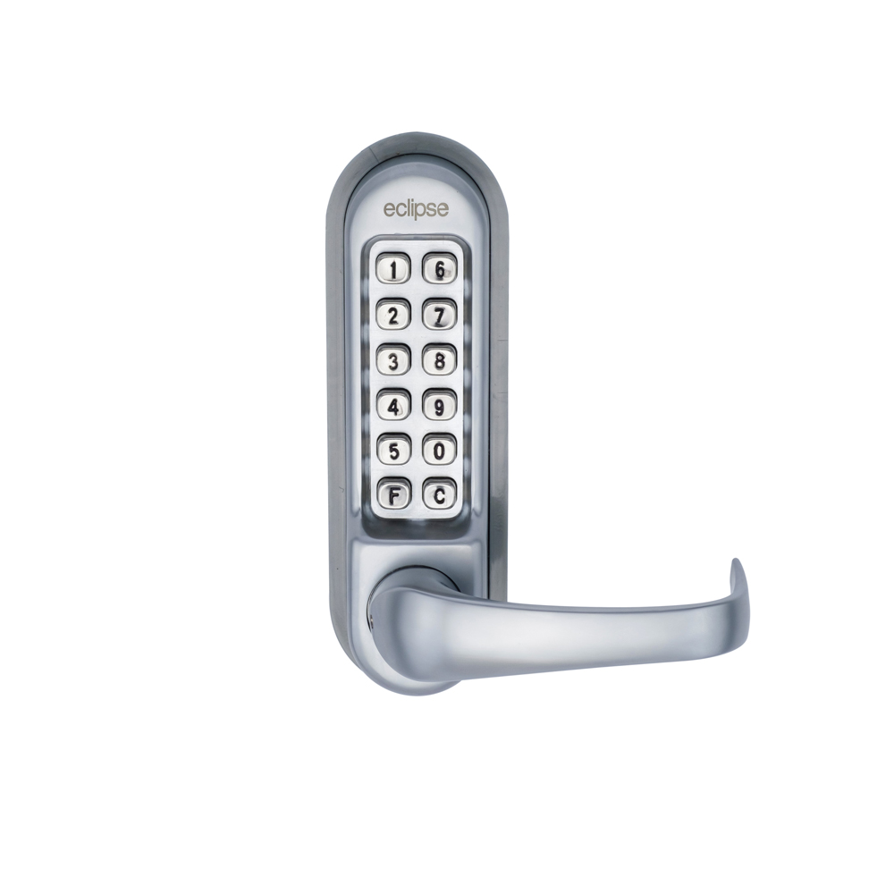 Eclipse ED50 Heavy Duty Lever Operated Mechanical Digital Lock for use with Panic Hardware - Satin Chrome